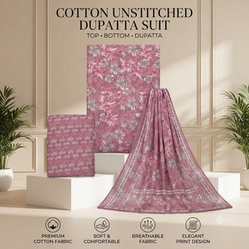Sanganeri Suit | Rose Pink Floral